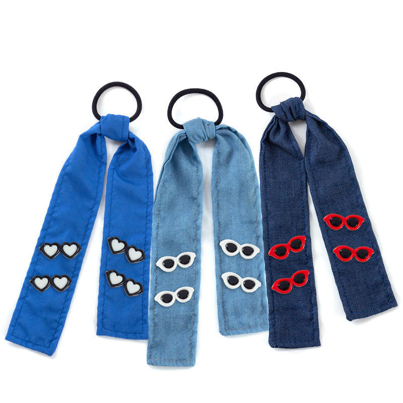Geebro New Cartoon Partten Bowknot fascia elastica per capelli per donna ragazze tinta unita Scrunchies cravatte per capelli occhiali da sole fascia per cuore