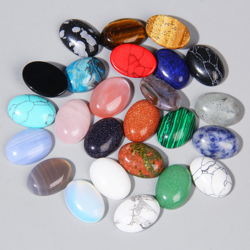 5 ชิ้น/ล็อตหินธรรมชาติรูปไข่ Turquoises Tiger Eye Agates ลูกปัดการตั้งค่า Cabochon ลูกปัด Fit จี้แหวนต่างหูเครื่องประดับ DIY