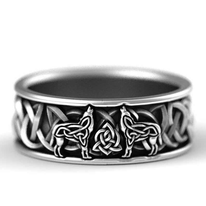 Huitan Viking Mitologia nordica Lupo gigante Anello da uomo Difesa Totem Lupo Moda Hip Hop Rock Anello da dito unisex Regalo punk