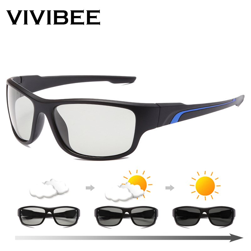 VIVIBEE 2026 Photochrome Herren-Radsportbrille Farbwechselnde Polarisierte Outdoor-Brille Damen-Fahrradbrille