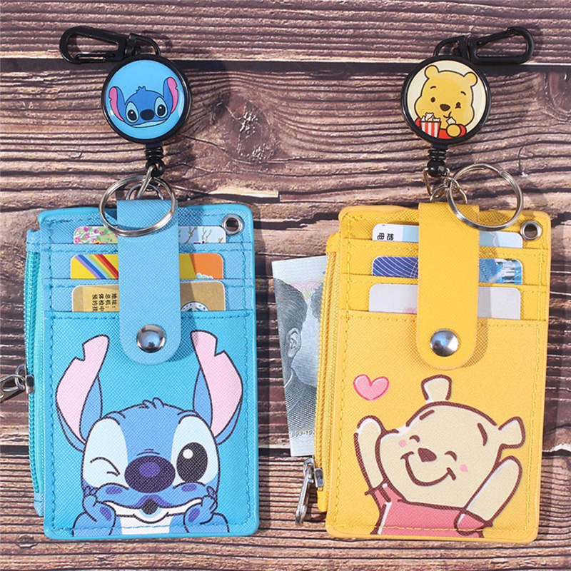 5style Stitch Bear Shield Halter Campus Karte Mahlzeit Karte hängender Hals einziehbare Karte ID Karte Shell Ledertasche Multi-Card