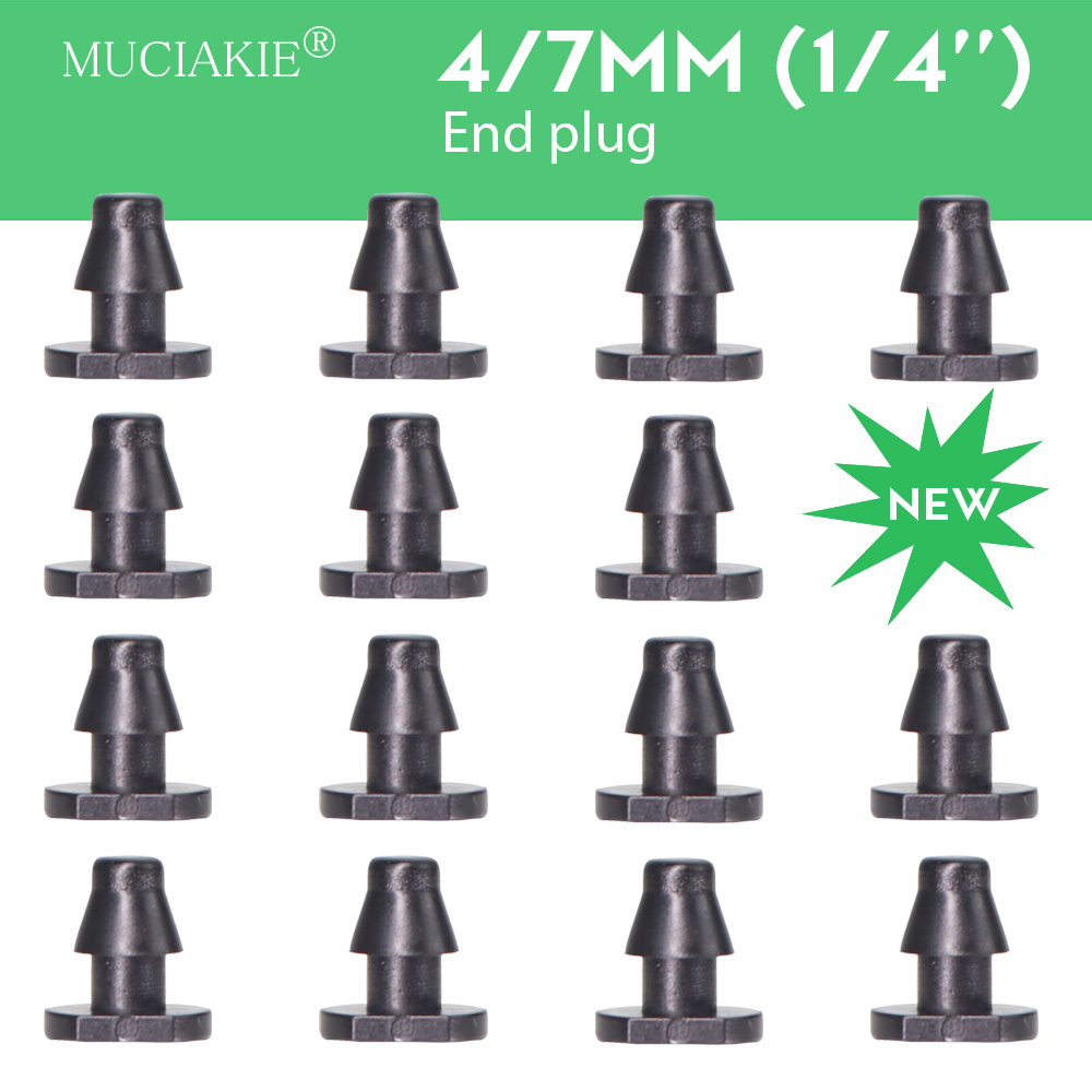 MUCIAKIE 50-4000PCS 4/7mm końcówkę węża 1/4 ''Micro Tubing Water Stop nawadnianie ogrodu korek końcówkę węża złącza wtykowe