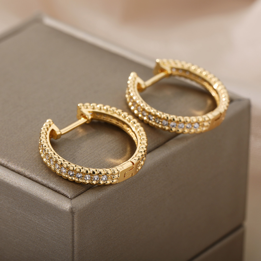 Round Hoop Earrings For Women Gold Color Stainless Steel Earrings 2026 Trend New Wedding Band Couple Jewelry Freeshipping Items
