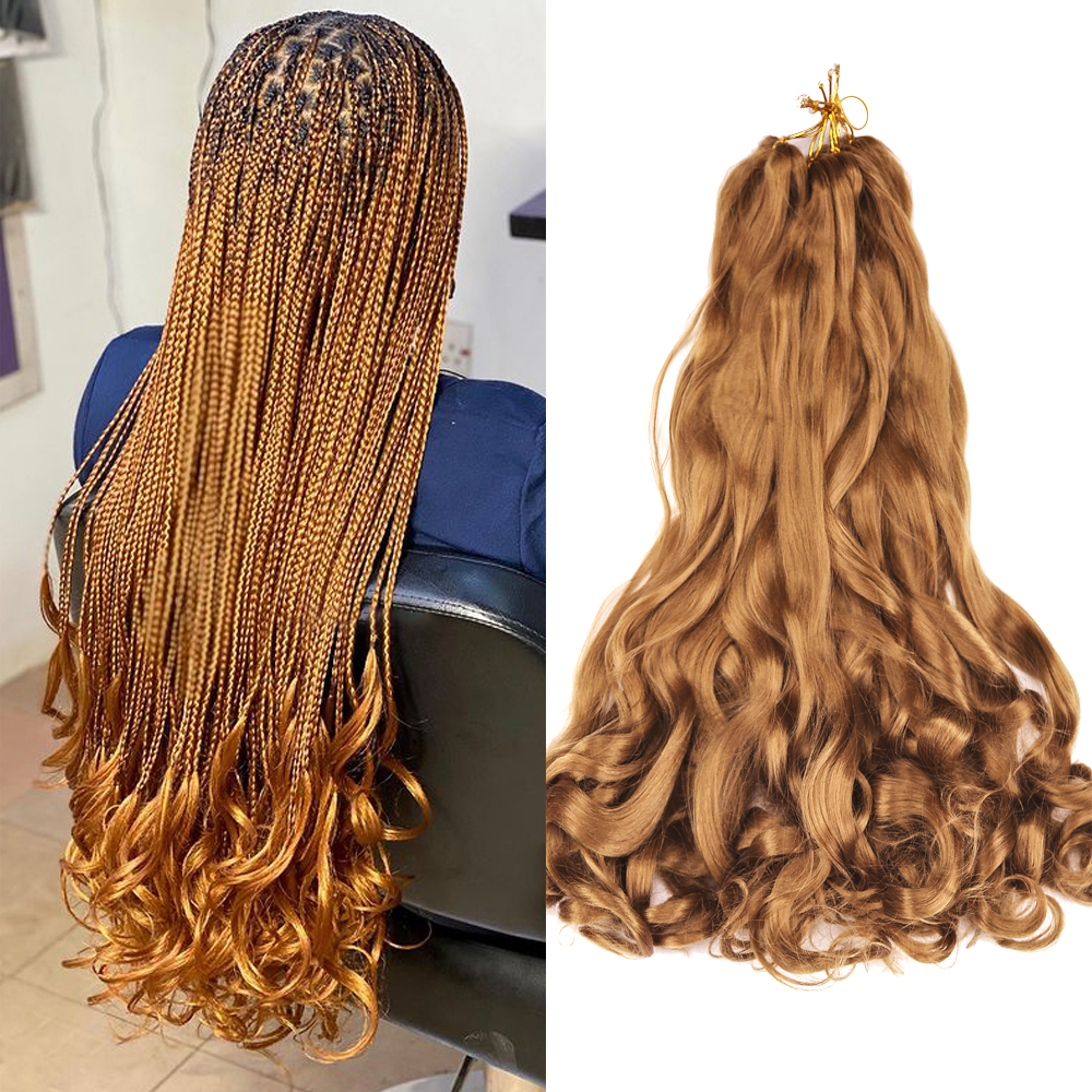 Rambut Keriting Spiral Gelombang Longgar Rambut Kepang Sintetis Ombre Kepang Sambungan Pra Regang untuk Wanita Keriting Prancis