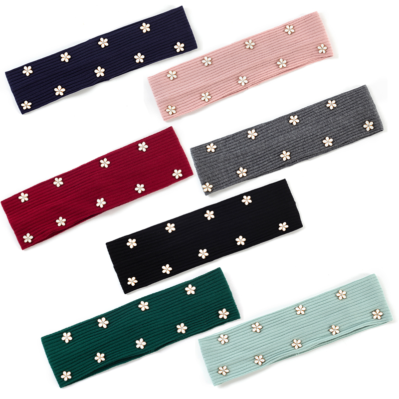 Geebro Unieke Bloem Hardware Accessoires Vrouwen Katoen Platte Headwrap Sport Elastische Hoofdbanden Meisjes Zachte Haarband Effen Kleur