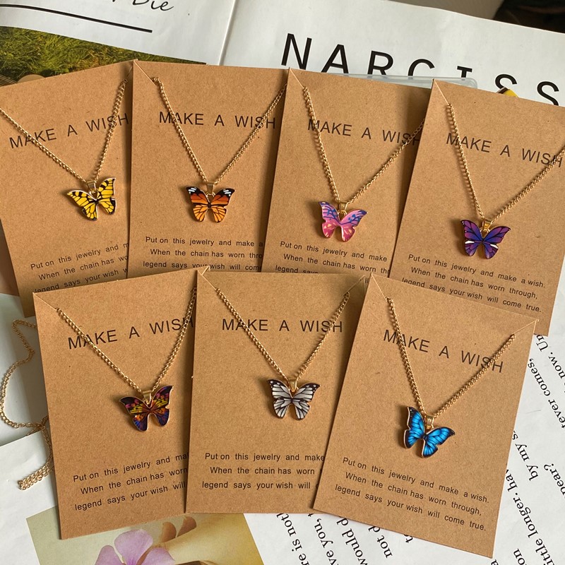 Moda feminina colar estilo coreano nova borboleta pingente colar presente para menina bonito adorável pescoço jóias atacado dropshipping