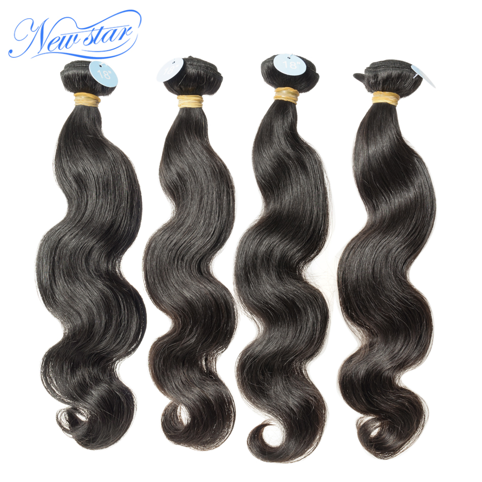 Nova estrela peruano onda do corpo pacotes 4 pces virgem cabelo humano grosso tecer extensão cor natural cabelo não processado cabelo cru tecelagem