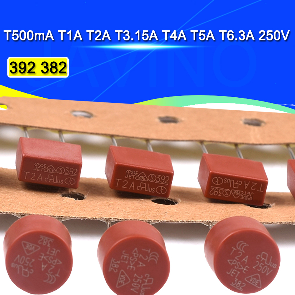 10/50/100PCS Fusível Redondo Sopro Lento 500mA 1A 2A 2.5A 3.15A 4A 5A 6.3A 8A 10A 250V 382 Plástico LCD TV 392 Quadrado