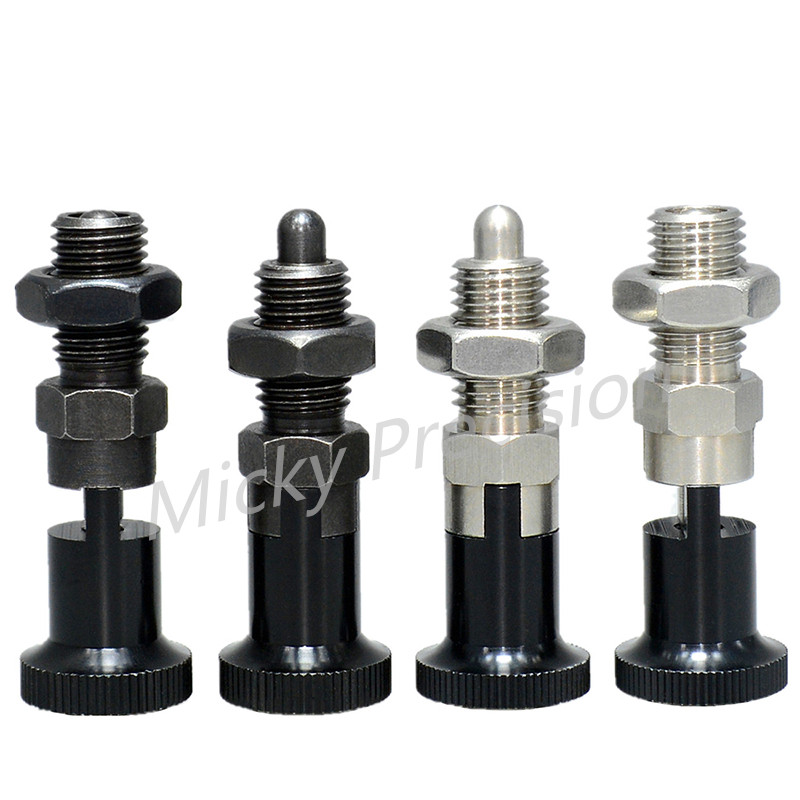 Plongeurs à ressort d'assistance, livraison gratuite, plongeurs à ressort de type retour, bouton en aluminium, goupille de verrouillage à ressort, filetage fin, en stock