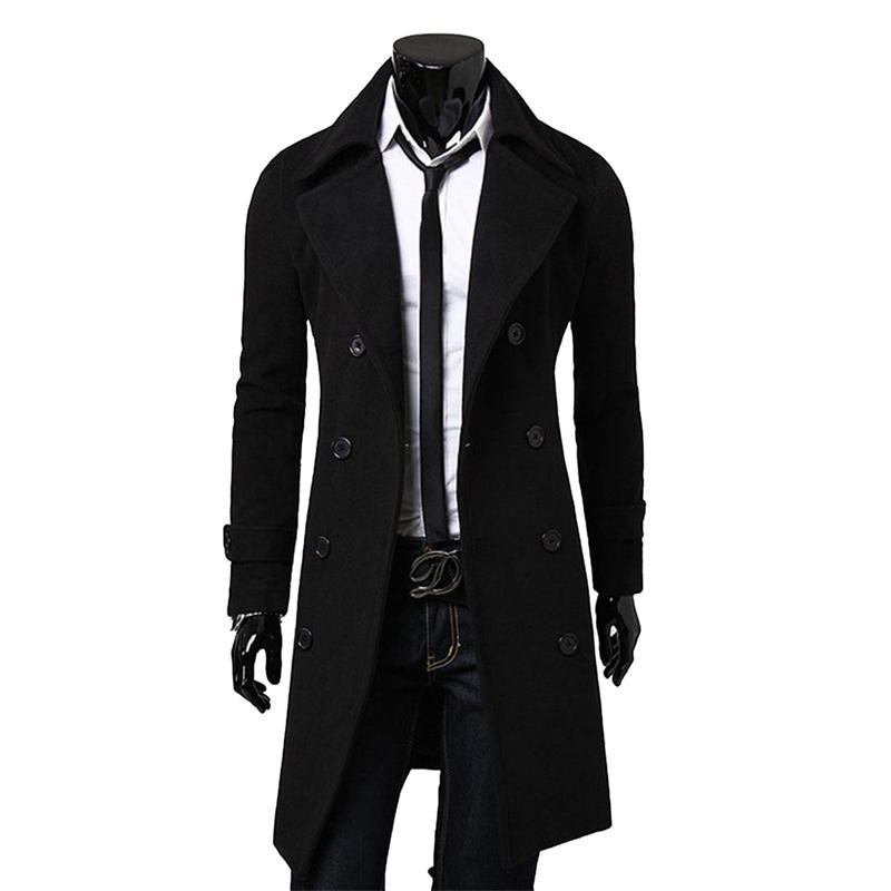 Mode Marke Herbst Jacke Lange Trenchcoat Männer Hohe Qualität Slim Fit Einfarbig Männer Mantel Zweireiher Jacke M-4Xl