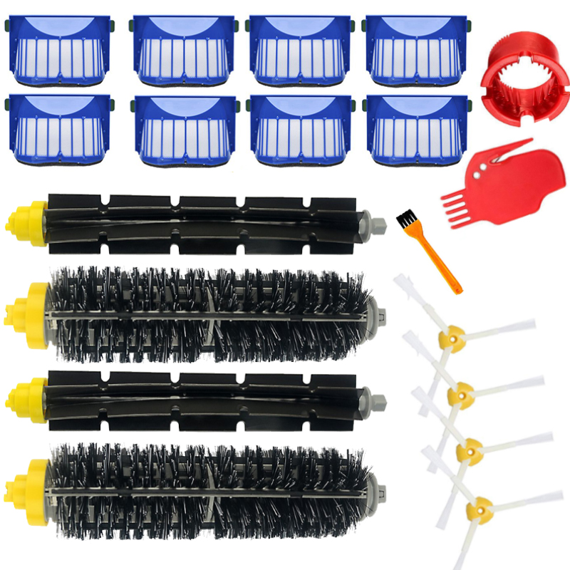 Kit de piezas de repuesto para iRobot Roomba 600 Series 610 620 625 630 650 660 cepillo de cerdas para batidor de vacío + filtro Aero Vac + cepillo lateral