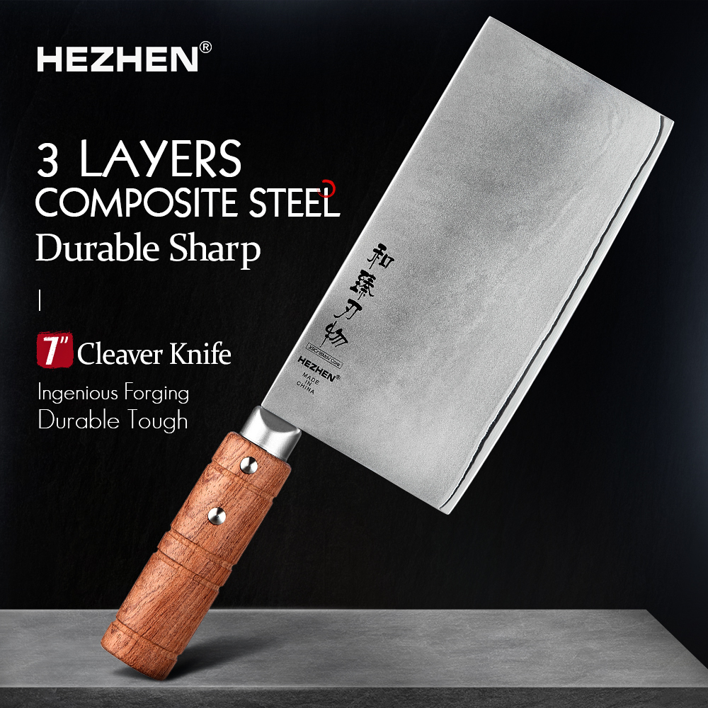 HEZHEN-Couteau à trancher en acier inoxydable, 7 amaran, X9Cr18MoV, Trancher la viande, Ministres opaque, Cuisinier professionnel, Couteau Aleaver