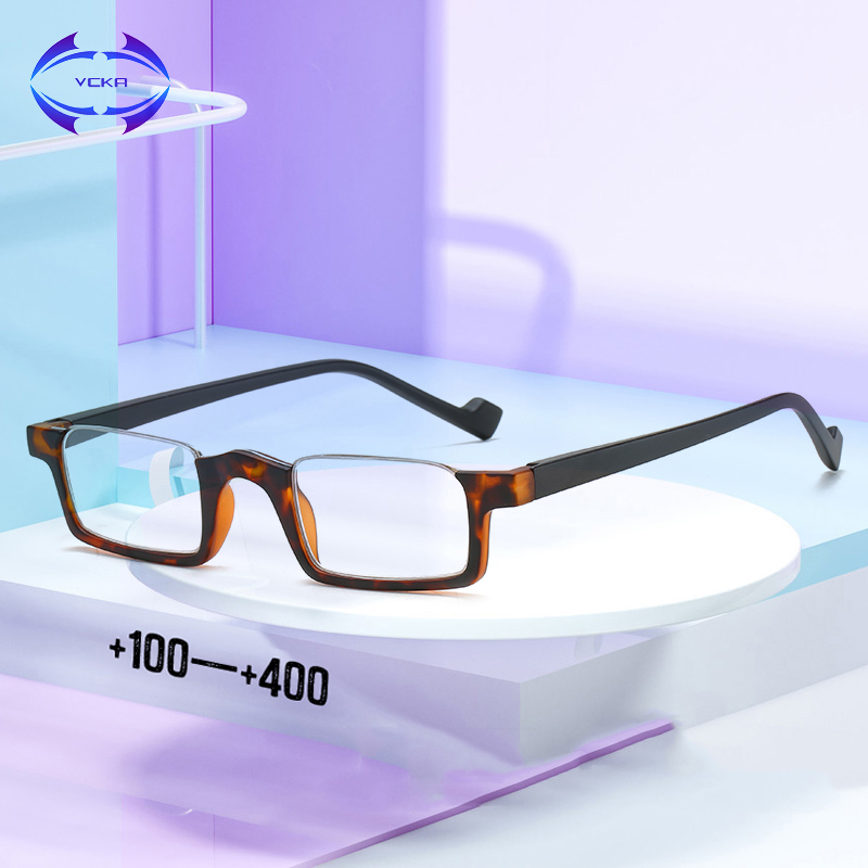 VCKA Square Half-frame Reading Glasses Women Men Ultra Light Portable Personality Comfortable Presbyopic Eyewear +1.00 to +4.00