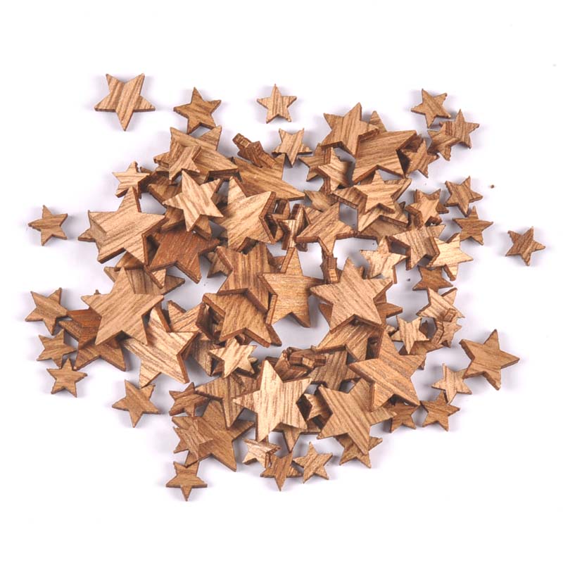 100 pezzi in legno mini vintage a forma di cuore/stella tavolo da sposa sparsi decorazioni in legno non finito scrapbooking ornamenti artigianali