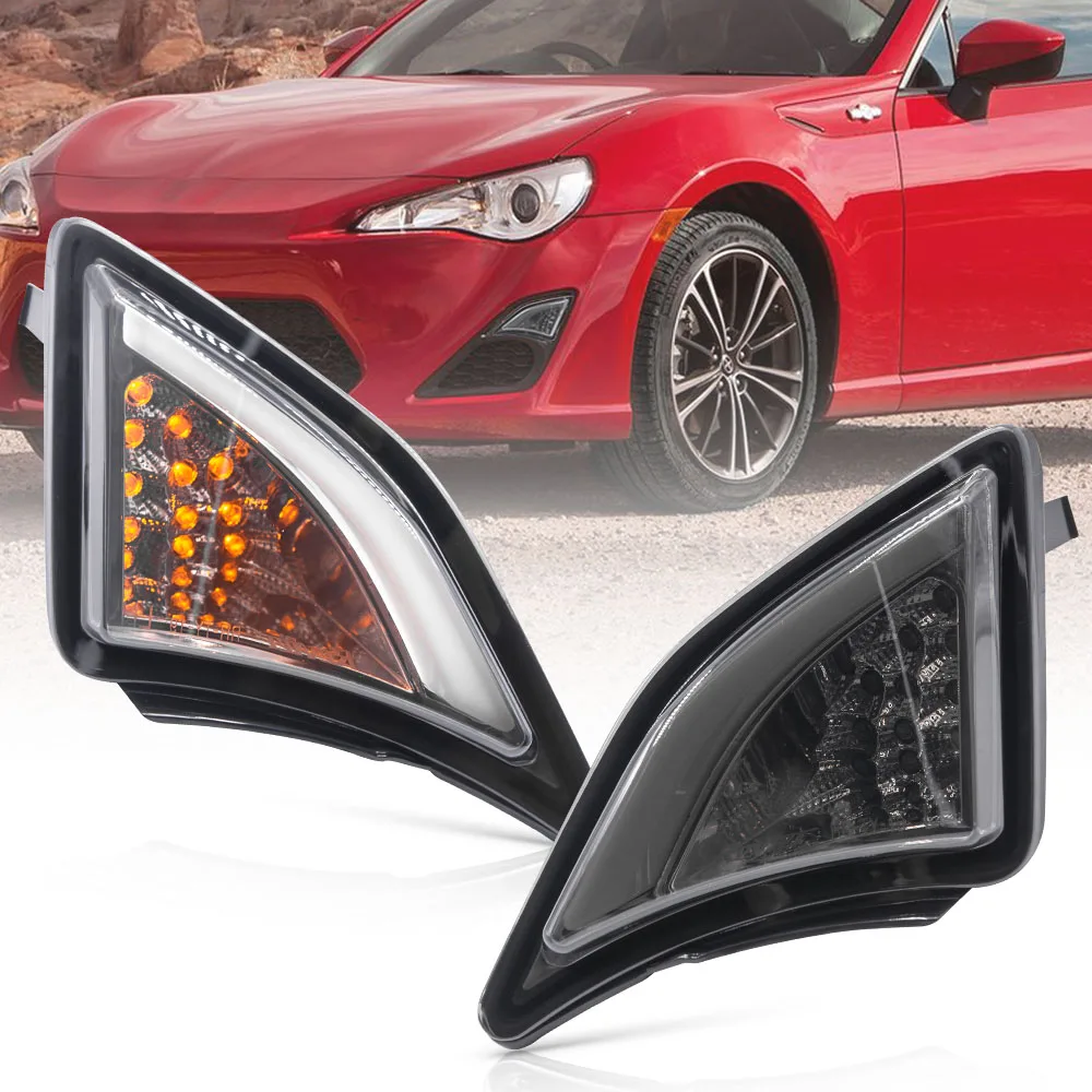 Светодиодный угловой светильник для Toyota GT86 Scion FR-S 2013-2016 гг., передний бампер, янтарный указатель поворота, белый DRL, беговой позиционный фонарь, боковой габаритный фонарь