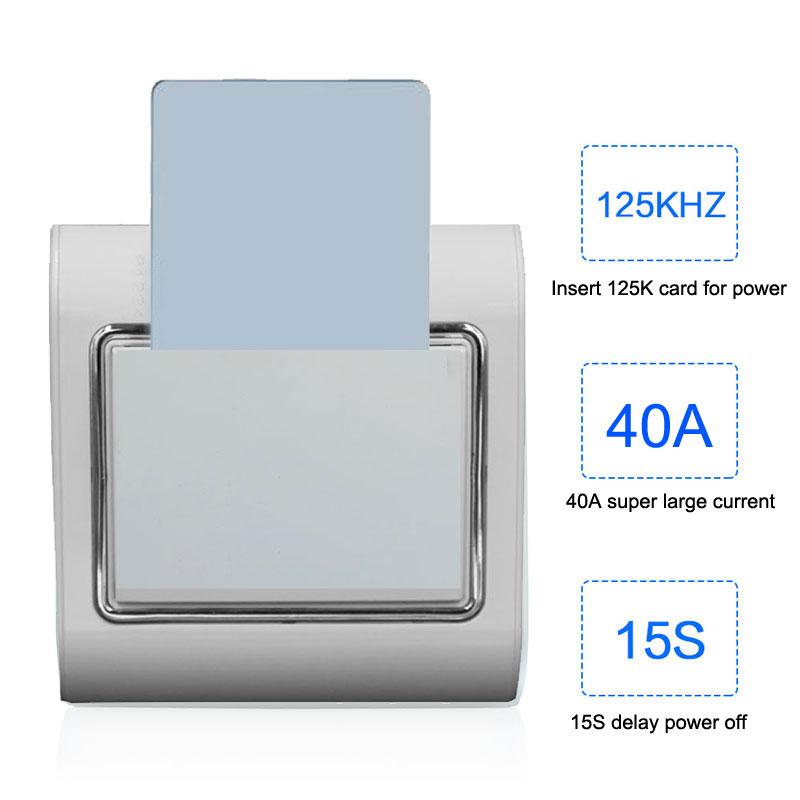 Khách Sạn Nhà Nghỉ Thuê Nhà Khách Tường Phòng Đọc Công Tắc 40A Hỗ Trợ ID/T57/EM4305 125K Thẻ 220V 40A Tắt Nguồn Với 15S Trễ