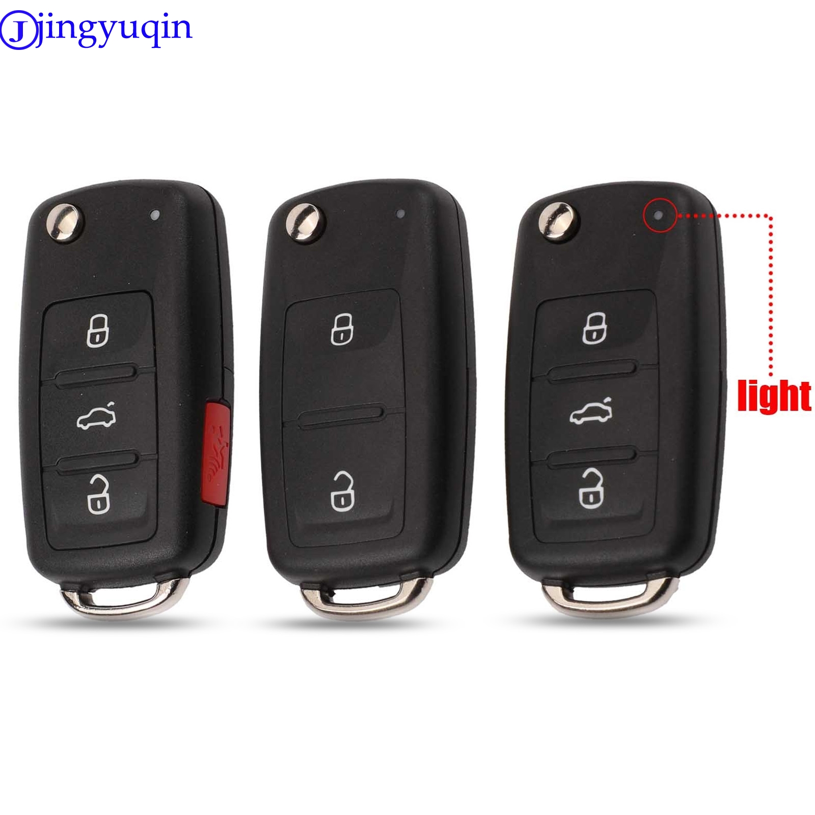 Jingyuqin Casing Penutup Mobil Remote Fob Flip untuk VW/VOLKSWAGEN Caddy Eos Golf Jetta Beetle Polo Up Tiguan (5K0837202AD)