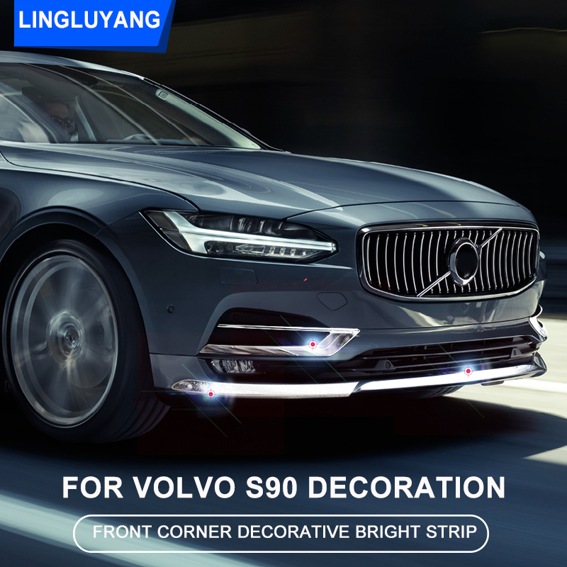 Chromowana dekoracja do Volvo S90 v90 v90cc 2016 2017 2018 2019 2020 przedni narożnik jasna listwa przedni zderzak listwa samochodowa Akcesoria