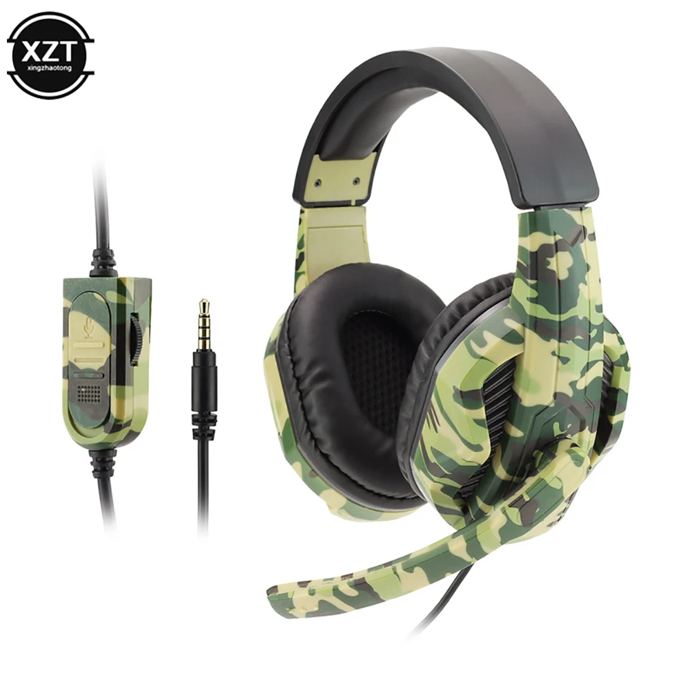 Auriculares para juegos de camuflaje, auriculares con cable con conector auxiliar de 3,5mm, auriculares para juegos geniales con micrófono para PS4, Xbox One, teléfono y PC