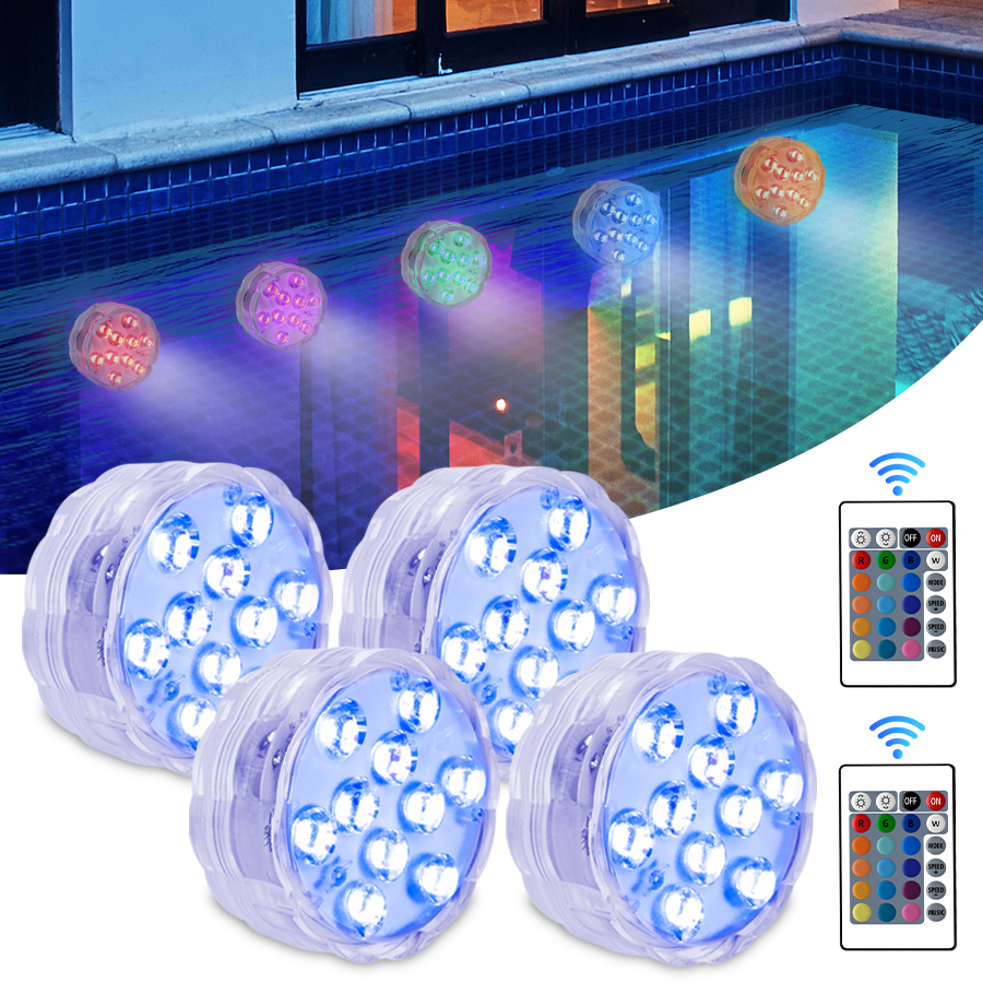 10Led Schwimmbad Licht Fernbedienung RGB Tauchen Fisch Licht LED Unterwasser Lampe Tragbare Batterie Betrieben für Vase Aquarium