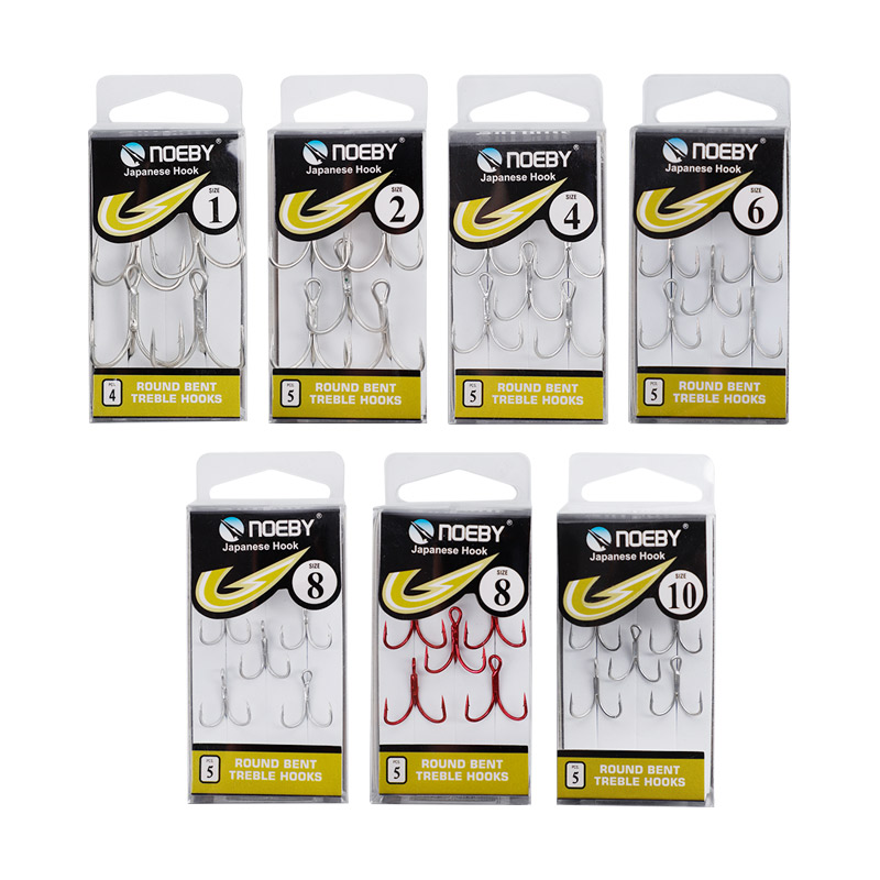 Noeby 3X Treble Fishing Hooks 1# 2# 4# 6# 8# 10# High Carbon Steel Bass Pike Saltwater Freshwater Fishing Tackle Treble Hooks