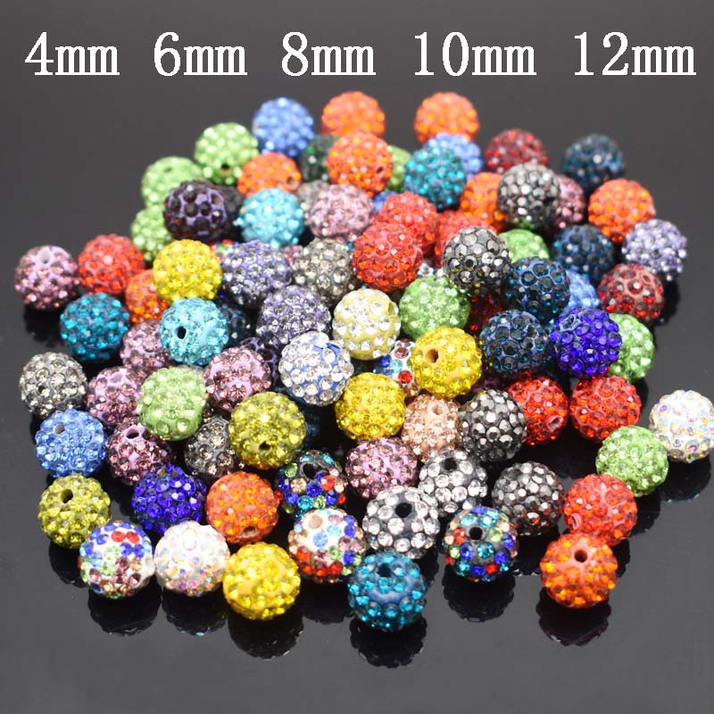 4 5 6 8 10 12 millimetri Colori Misti di Cristallo Del Rhinestone Branelli della Sfera Branelli Del Distanziatore Per Monili Che Fanno il Braccialetto FAI DA TE accessori