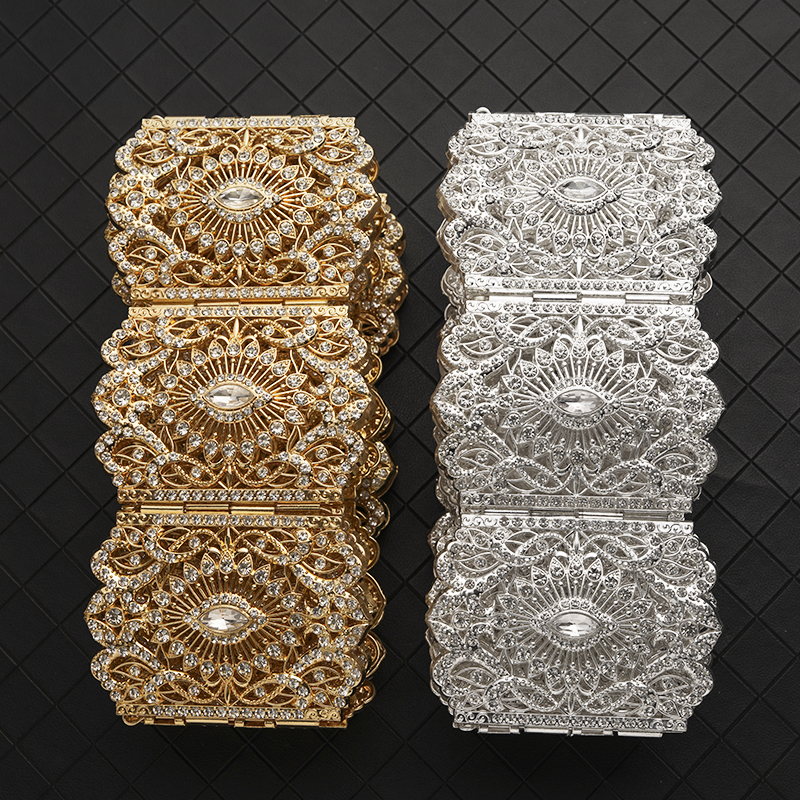 Cinturón grande europeo de diamantes de imitación para mujer, cadena de vientre árabe de lujo, moda Abaya, caftán, joyería de boda