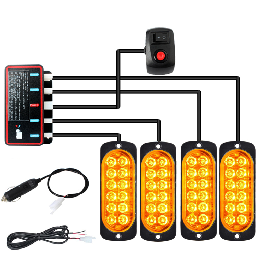 48LED Auto Strobe Knipperende Led Verlichting Lamp Emergency Oranje Strobe Lights 12V Knippert Auto Strobe Auto Waarschuwingslam