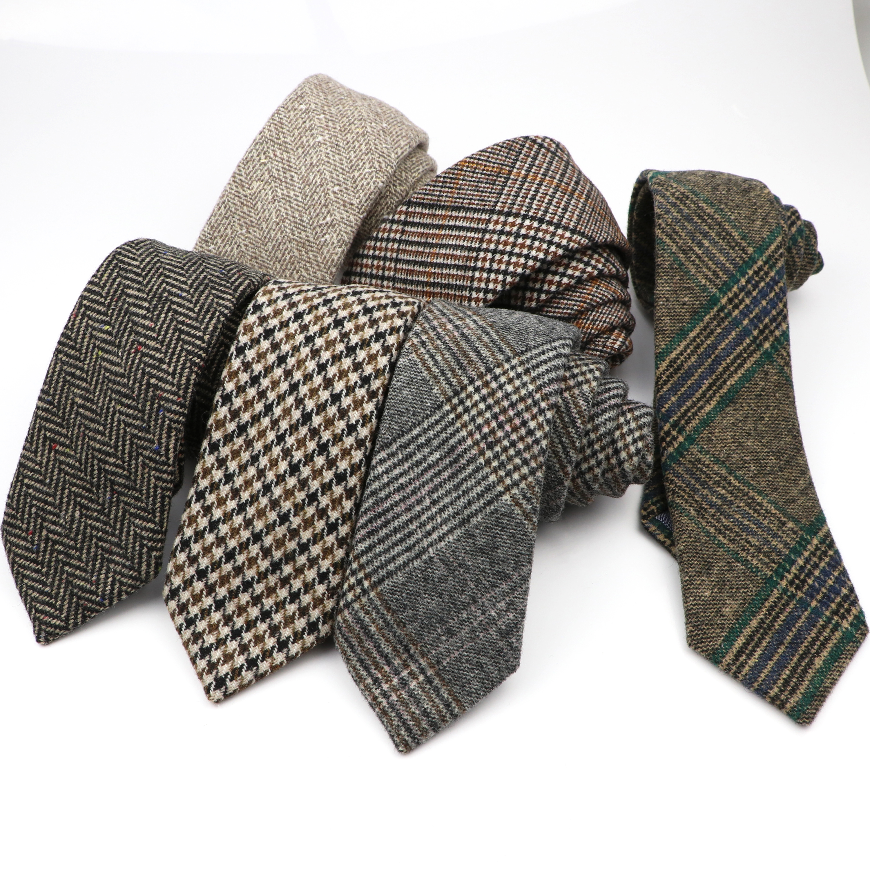 Laços de lã listrados clássicos de alta qualidade, preto, cinza, feito à mão, grosso, 7cm de largura, masculino, gravata fina de caxemira, acessório de gravata casual