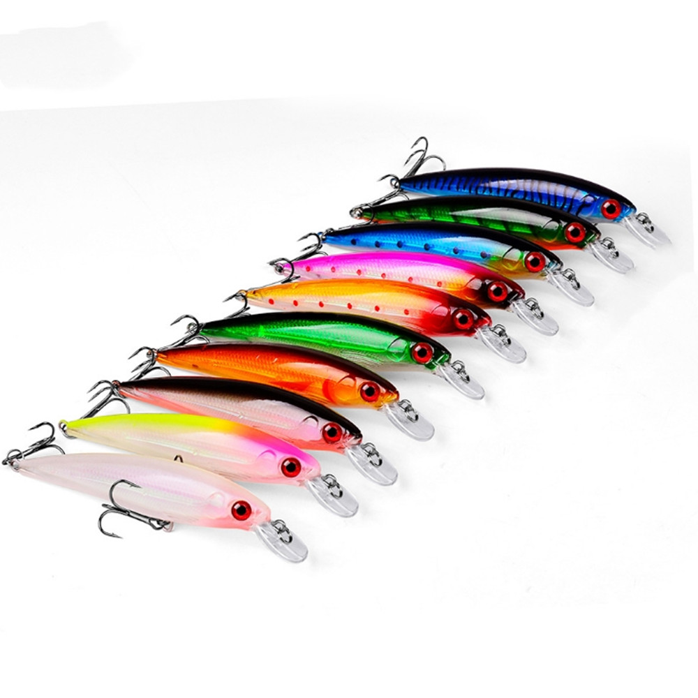 FISHINAPOT-Kit de Señuelos de Pesca, cebo duro Artificial láser, Wobblers, Lucio, carpa, 11cm, 13,6g, 10 unids/lote