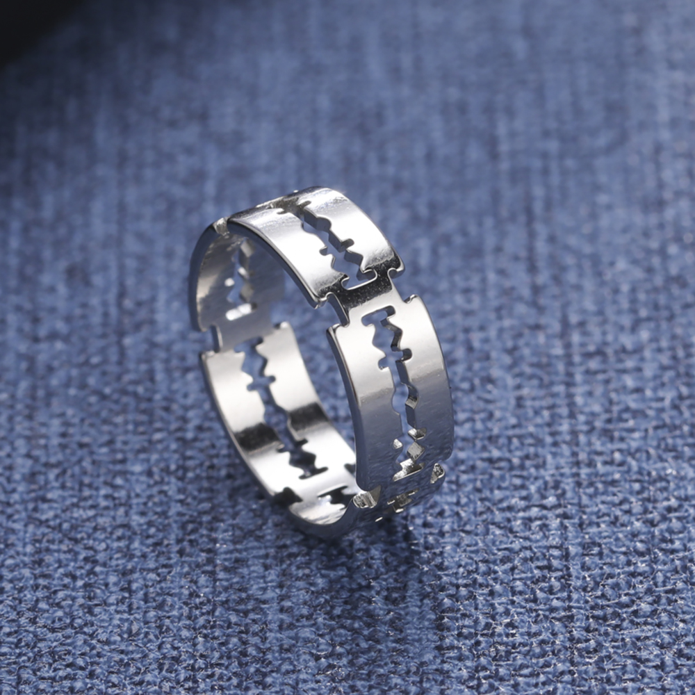COOLTIME Edelstahl Klinge Ringe für Männer Frauen Punk Hip Hop Rock Silber Farbe Paar Ring Mode Schmuck Geschenk Großhandel