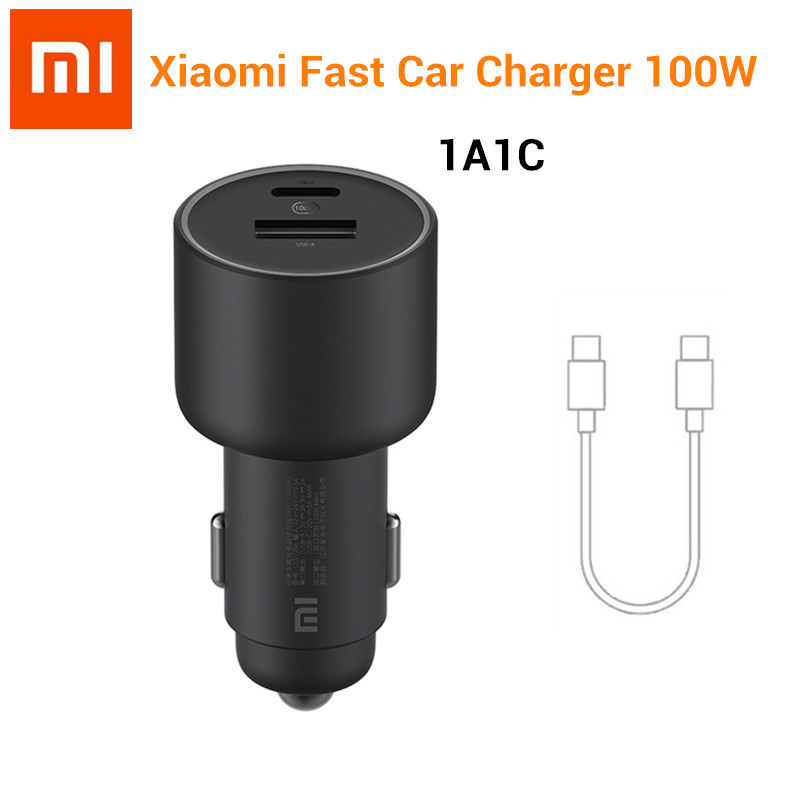 Xiaomi Mi Caricabatteria da auto 100W MAX 1A1C Ricarica rapida Dispositivo intelligente USB-A USB-C a doppia porta Completamente compatibile con display ad effetto luminoso