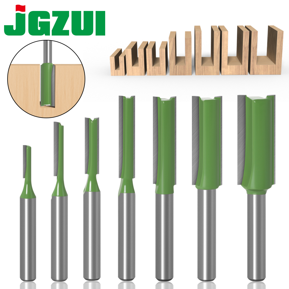 1-7 Uds 6mm 1/4 pulgadas vástago único doble flauta broca recta fresa para madera enrutador de carburo de tungsteno herramienta de carpintería
