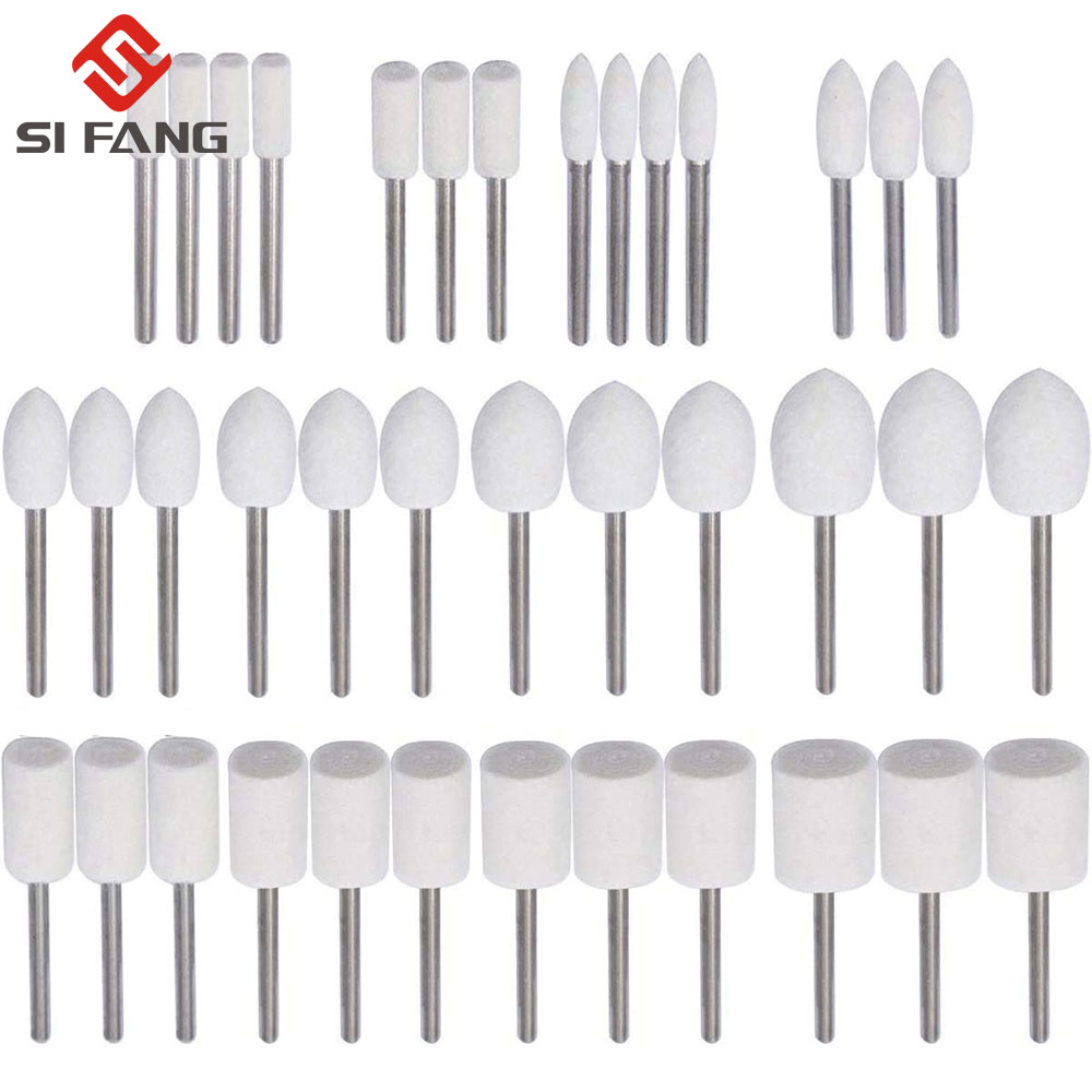 3mm haste de lã feltro montado polimento roda od 3-20mm cabeça moagem para dremel broca ferramenta rotativa 10 peças