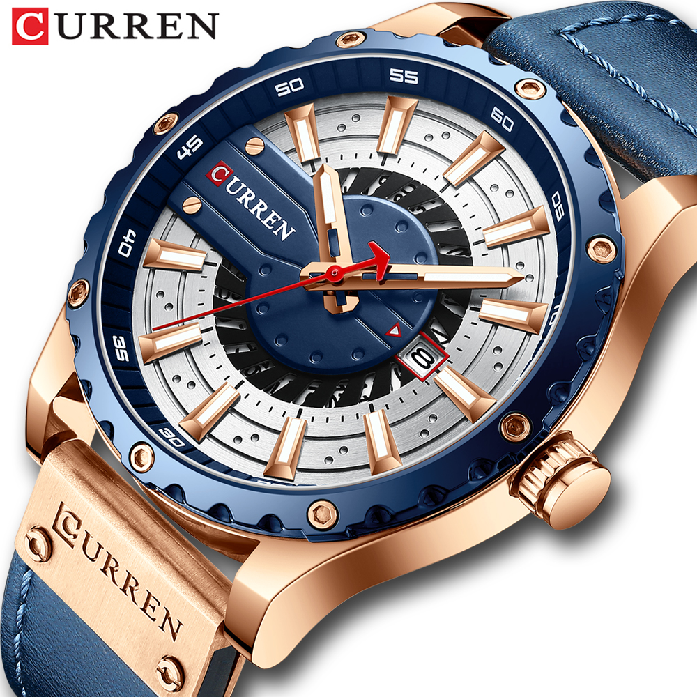 CURREN Moda Uomo Orologi Impermeabile Top Brand di Lusso del Calendario Maschile Orologio Da uomo In Pelle Sport Militare Orologio Da Polso Dropship