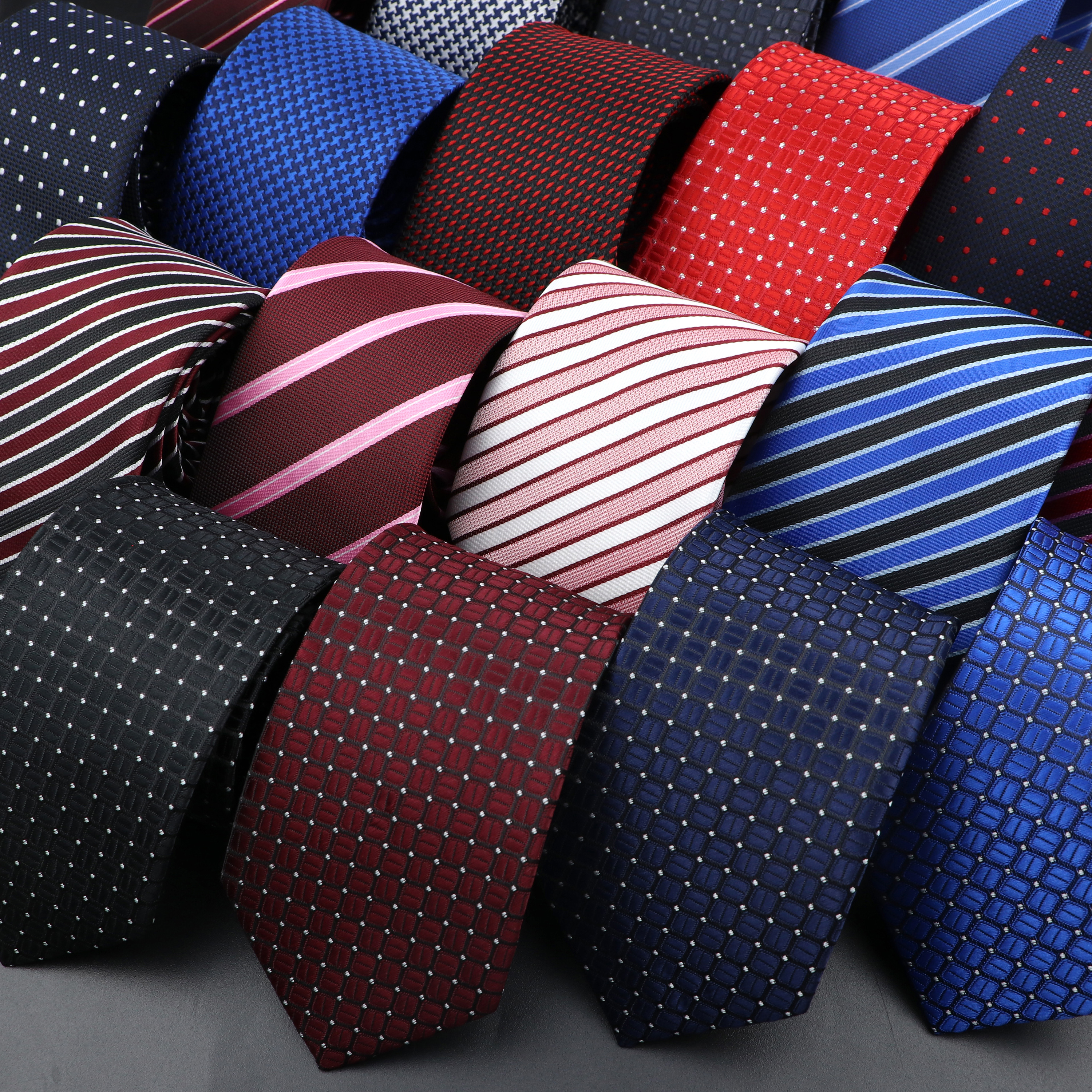 New Dot Striped cravatta da uomo moda classica cravatte morbide blu nero rosso rosa Jacquard tessuto poliestere cravatta accessorio per l'uso quotidiano