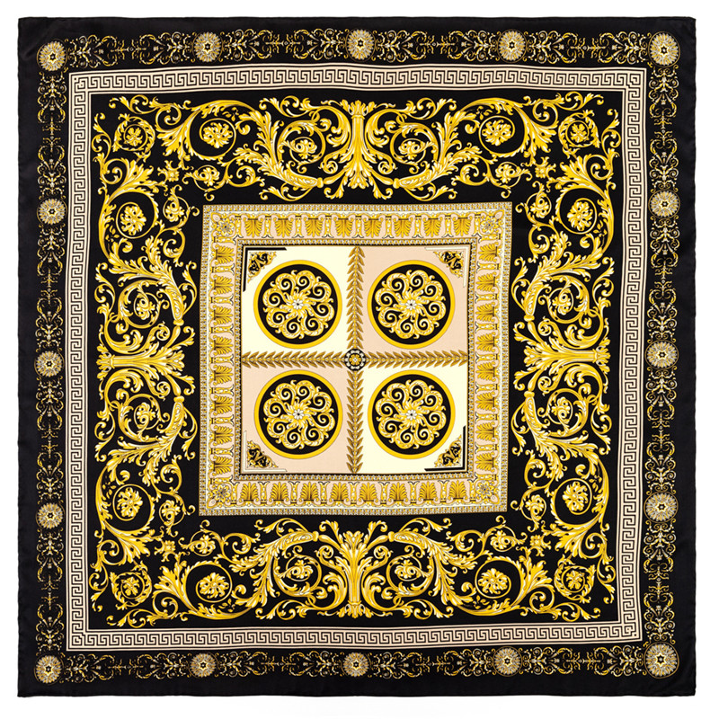 POBING manuel roulé à la main sergé foulard en soie femmes rétro cajou carré foulards Echarpes Foulards Femme Wrap Bandana Hijab 90CM