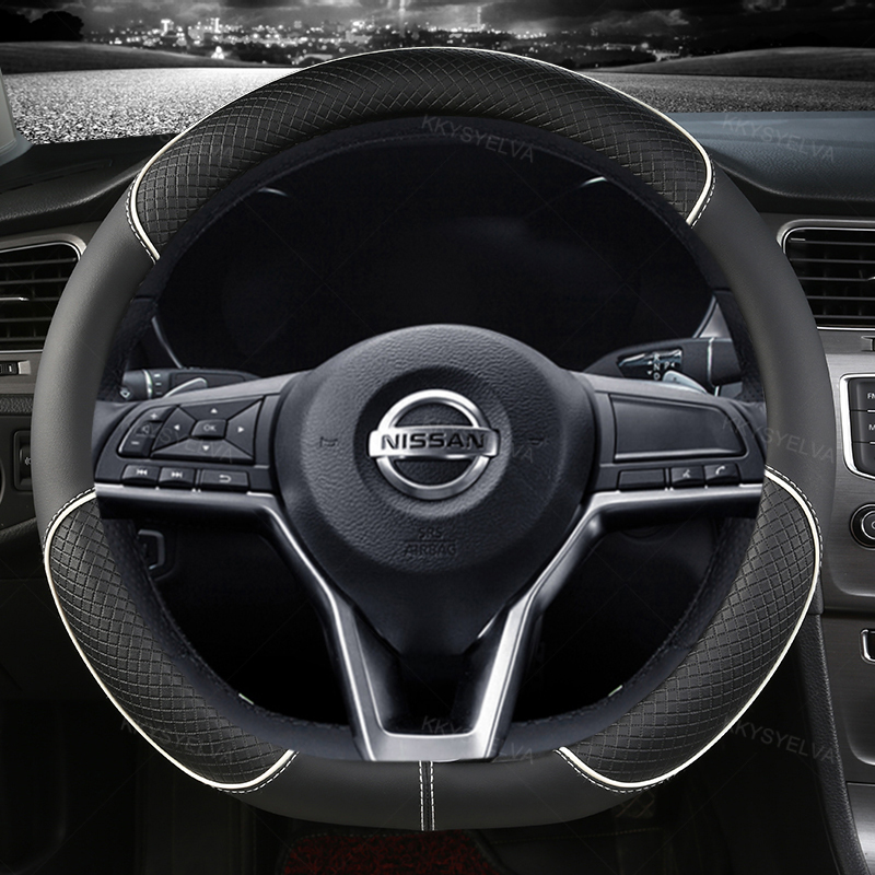 Protector para volante de coche tipo D de cuero PU para Nissan x-trail Qashqai Rogue Sport Rogue 2017 2018 2019 2020 2021 Altima Versa