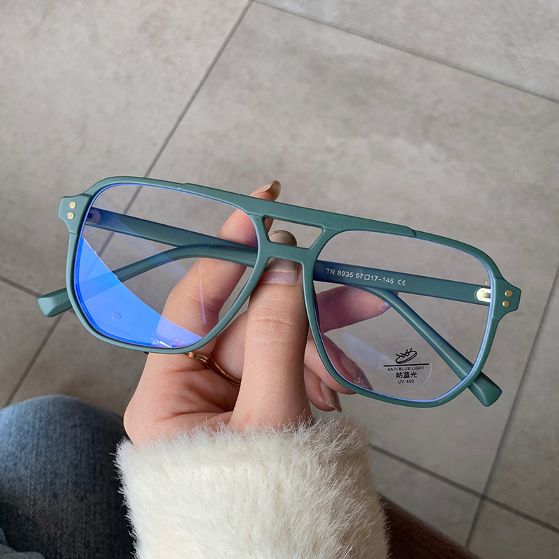 SO & EI Mode Vierkante Dubbele Bruggen TR90 Vrouwen Brilmontuur Clear Anti-Blu-Ray Brillen Retro Mannen Optische frame Computer Bril