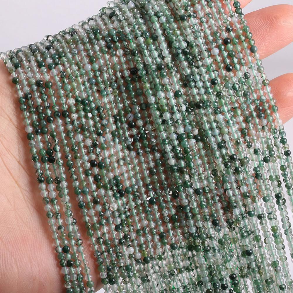 2020 New Natural Stone Beads Moss Round Agates Beadwork for Jewelry Making DIY Necklace bracelet accessories 2mm 3mm