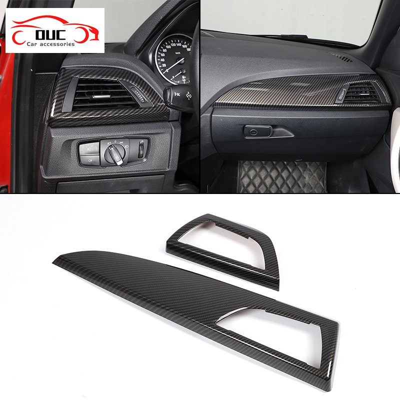 Penutup Trim Panel Stopkontak Udara Samping Dasbor Mobil Serat Karbon ABS untuk BMW 1 2 Series F20 F21 F22 F23 2012-2017 Aksesori Interior