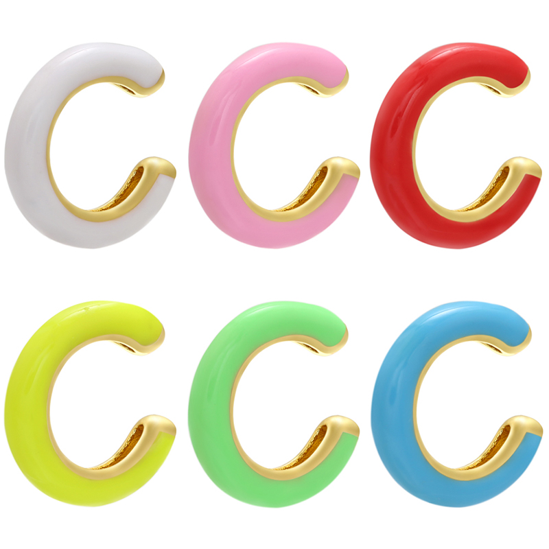 ZHUKOU-Mancommuniste d'oreille en émail en forme de C pour femmes et hommes, boucles d'oreilles à clipser populaires, fausse boucle d'oreille Ichi, bijoux, VE273, nouveau, 2020, 1 pièce