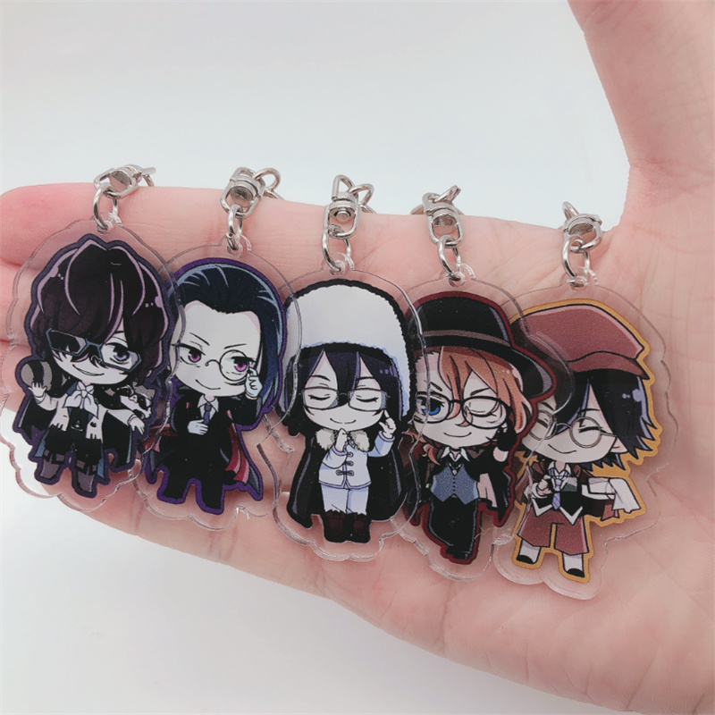 LLavero de perros de Anime Nakajima Atsushi Dazai Osamu Ryunosuke Akutagawa llavero colgante insignia de dibujos animados