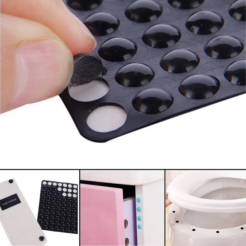 Parachoques de goma redondos autoadhesivos, almohadillas antideslizantes para puertas de cajones, armarios, inodoros, baño, 100 unidades
