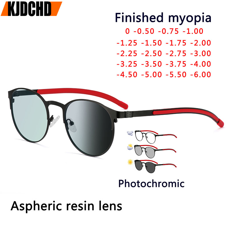 Фотохромные очки KJDCHD, Ретро стиль, близорукость, очки, уличная Защита от УФ-лучей, диоптрии-0,5-1,0-1,5 до-2,0