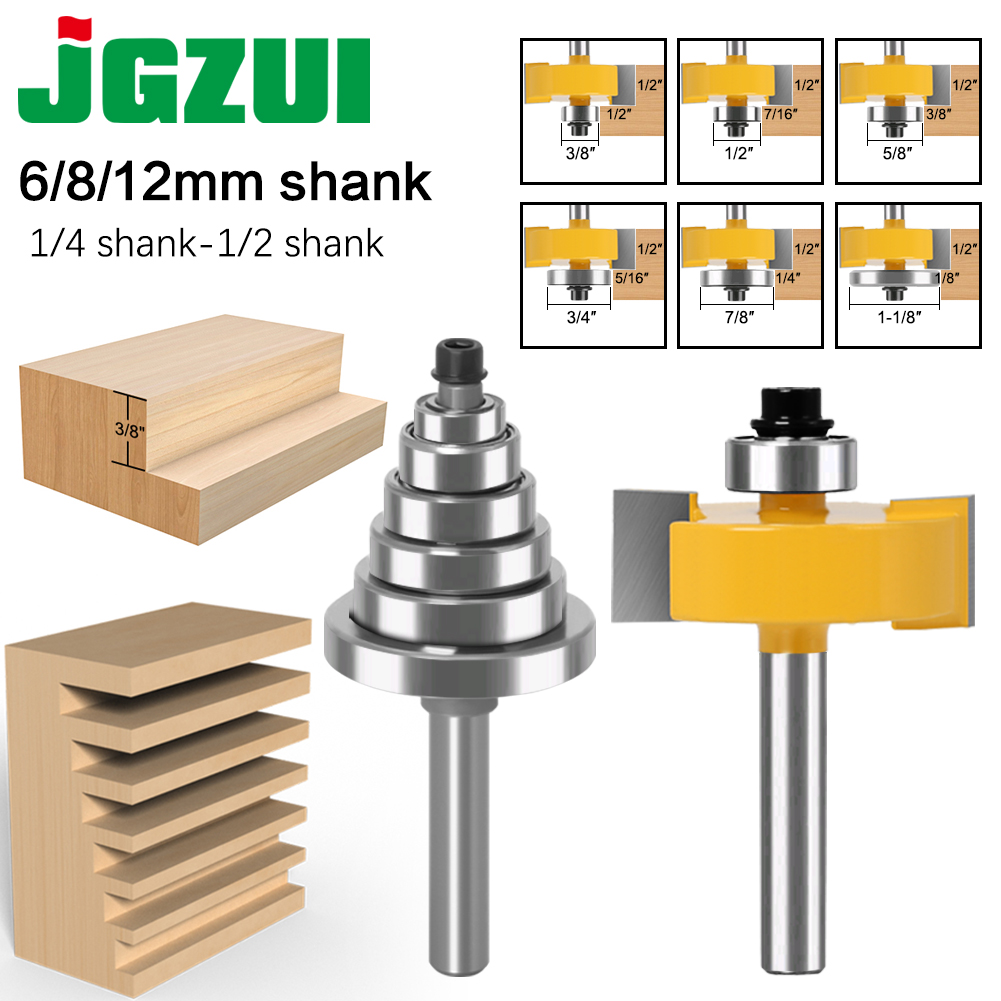 Mèche de routeur à tige de 6, 8, 12mm avec jeu de 6 roulements-1/2 "H - 1/4" coupe-bois à tige coupe-tason pour outils de travail du bois