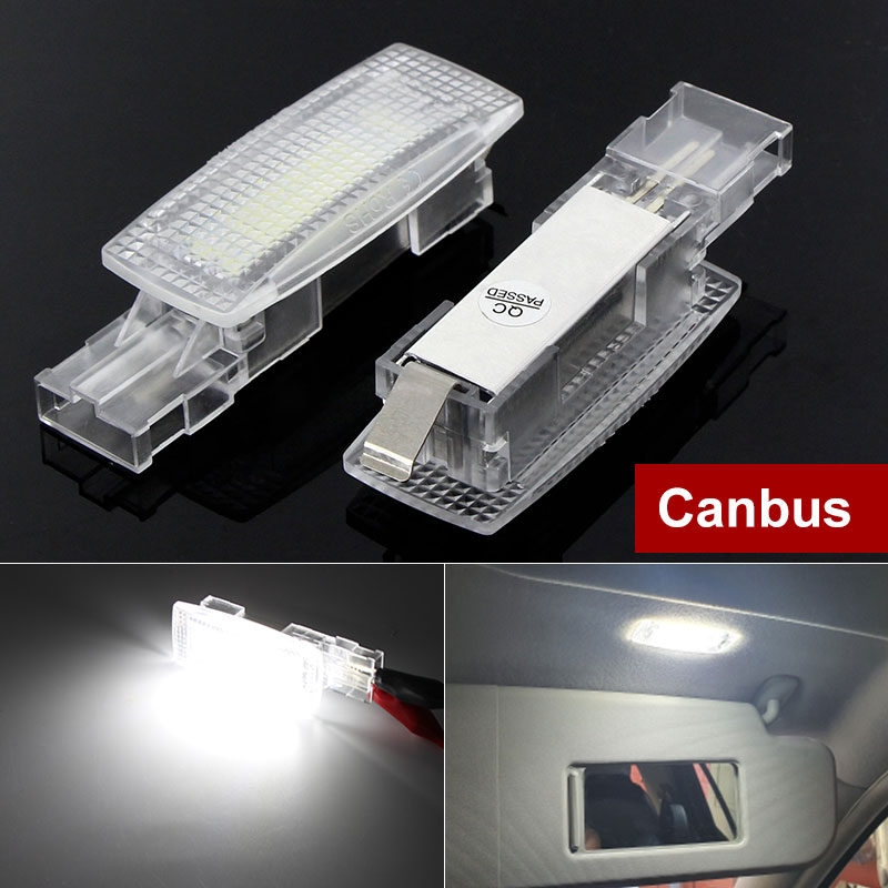 2Pcs LED Interior Sun Visor Vanity Mirror Light Reading Lamps For Skoda Superb Fabia Seat Altea Alhambra MK1 MK2 Leon Toledo