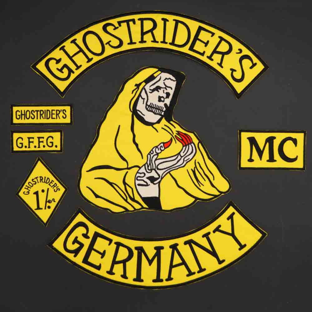 GHOSTRIDER'S Allemagne Brodé Fer sur Support Moto Biker Patch Pour Vêtements Chapeau Sacs
