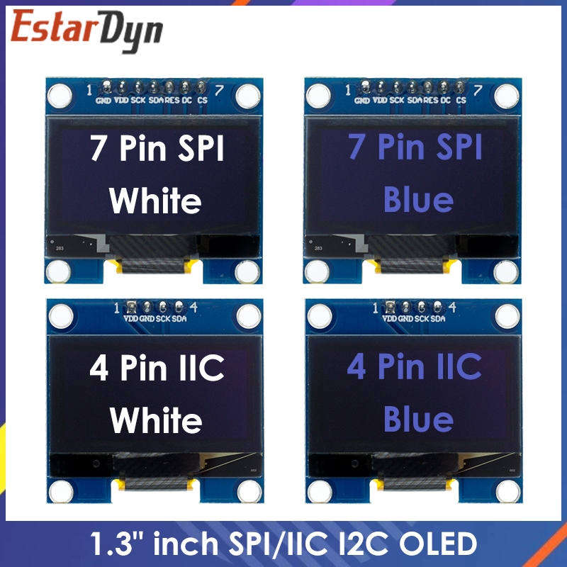 RoHS 1,3-calowy moduł OLED Biały/niebieski SPI/IIC I2C Communicate Color 128X64 1,3-calowy moduł wyświetlacza OLED LCD LED 1,3-calowy moduł OLED