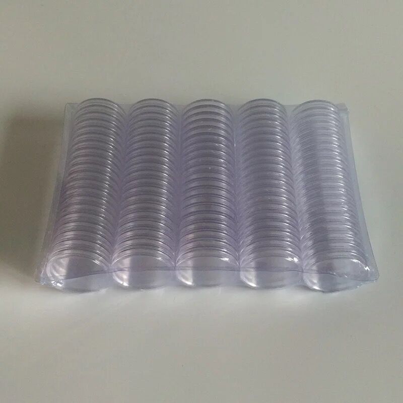 100 SZTUK / partia 25 mm Przezroczyste kapsułki na monety Pudełko do przechowywania Okrągłe akcesoria do gablot